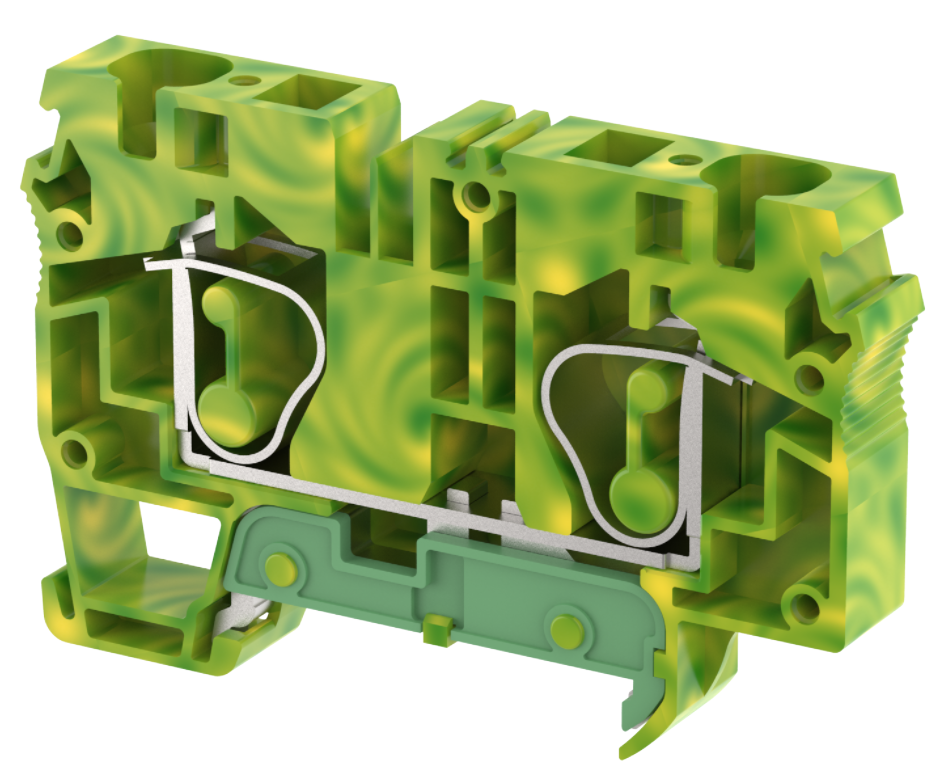 SGQ10 Terminal Blocks Spring Cage Connection Ground Terminal Blocks Manufacturer and Supplier in India – Elmex 